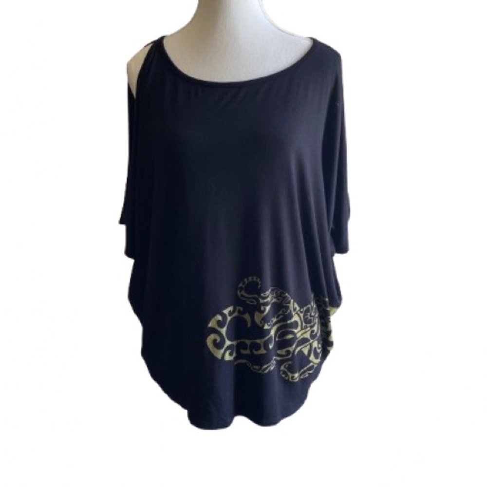 Emerald Black Top with Gold Patterns